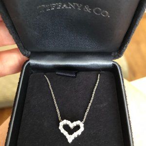 Tiffany & Co. Platinum mini diamond heart necklace